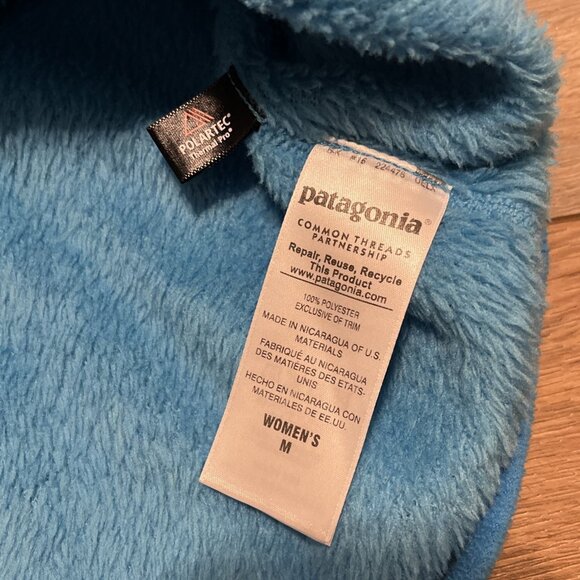 Women's Patagonia Snap T Fleece Jacket SZ Medium Sweater Pullover Logo Blue - Picture 7 of 12